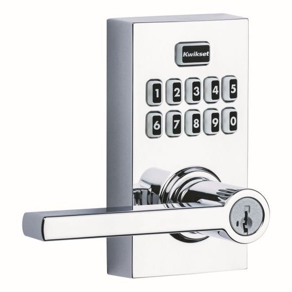 Kwikset Smartcode Keypad Electronic , Halifax Lever SmartKey , 6AL Latch, RCS Strike Bright Chrome Finish 917HFL-26S